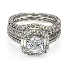 Ashi Sterling Silver Cubic Zirconia Vacation Wedding Ring Set Size 7